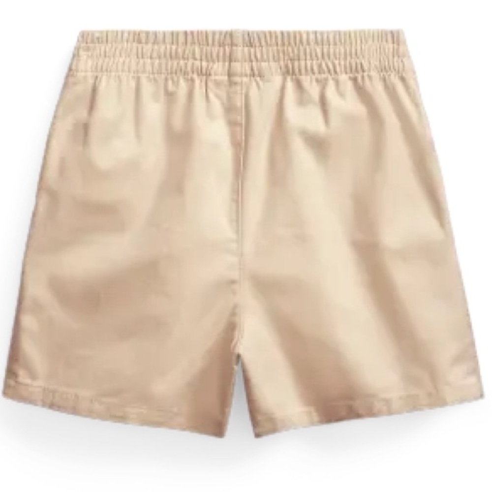 POLO by RALPH LAUREN Boys Kids Khaki Tan Elastic Pull-up Shorts w Blue Logo - Picture 2 of 9
